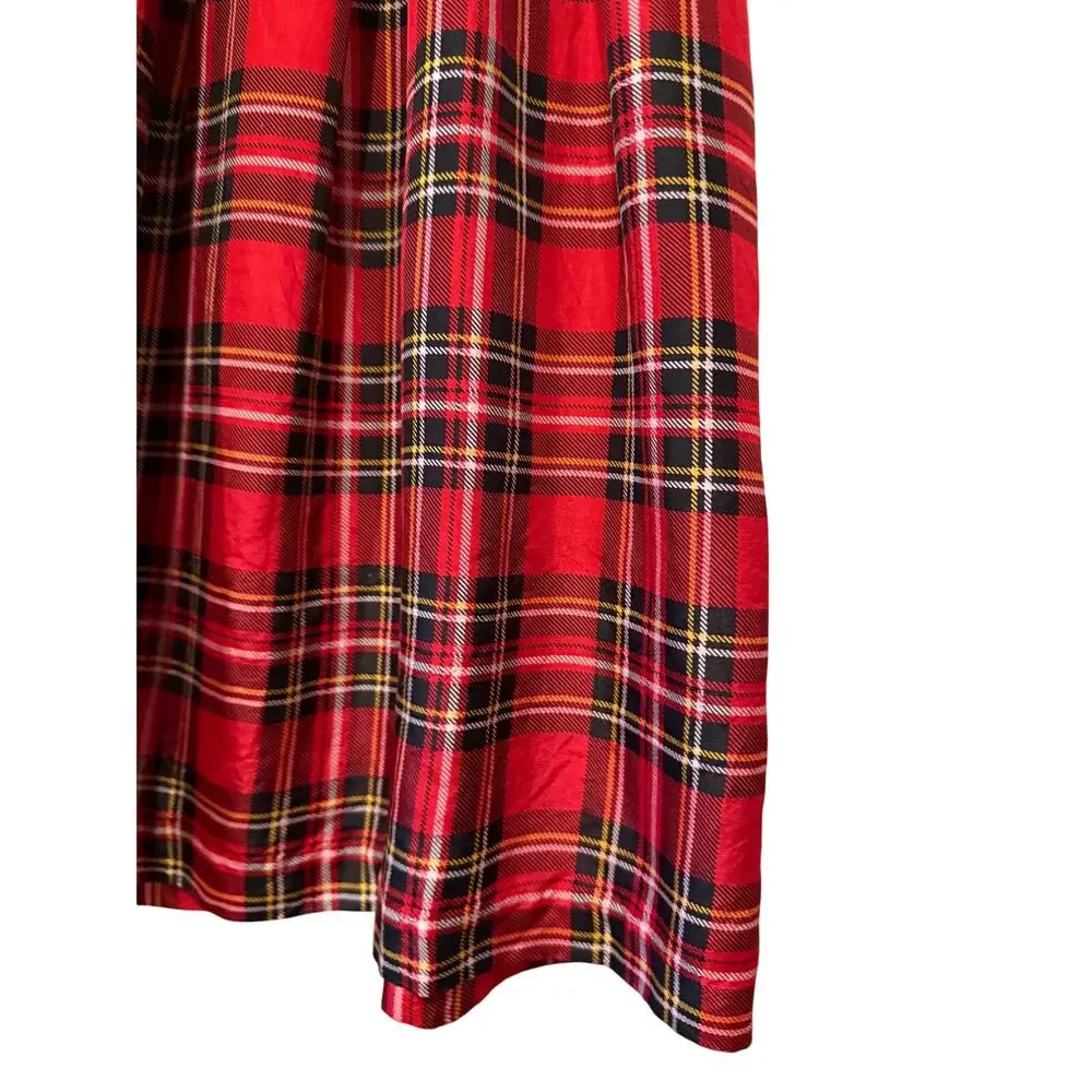 Vintage Y2K The Limited Tartan Plaid Pleated Silk Skirt M
